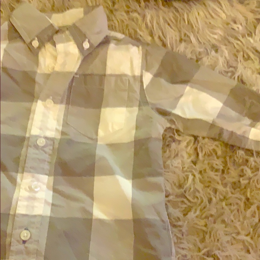 CREWCUTS Boys grey/white long sleeve button down